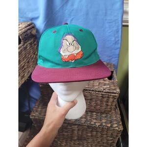 Disney Vintage‎ Grumpy Snow White Seven Dwarfs Snapback Hat Cap Youth Flat Bill